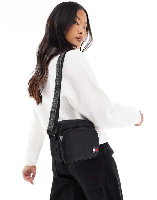 Tommy Jeans - Daily - Camera bag nera con bandiera