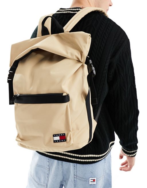 Tommy Jeans daily roll top backpack in sand