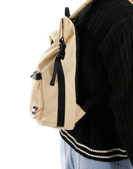 Tommy Jeans daily roll top backpack in sand ASOS