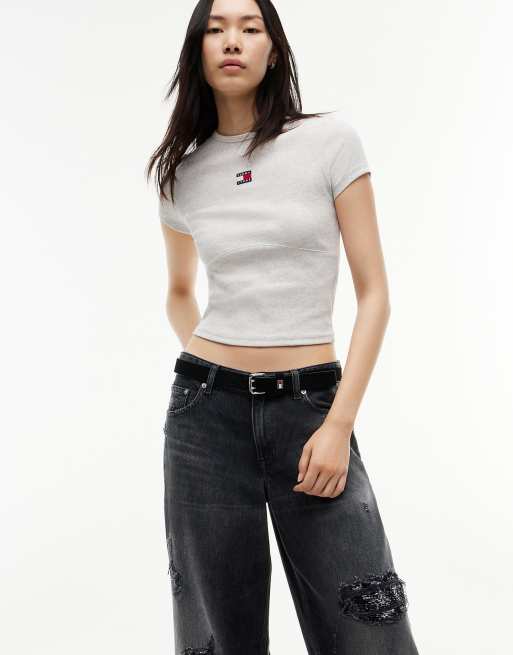 Tommy Jeans Daisy distressed low rise loose jeans in ash black, 4 of 7