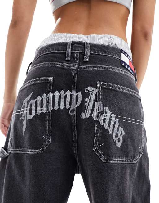 Tommy Jeans - Daisy - Lavtaljede posede bukser i sort, 3 af 5