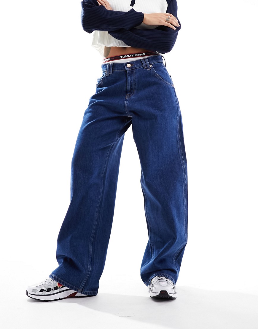Tommy Jeans Daisy low waist baggy jeans in dark wash-Blue