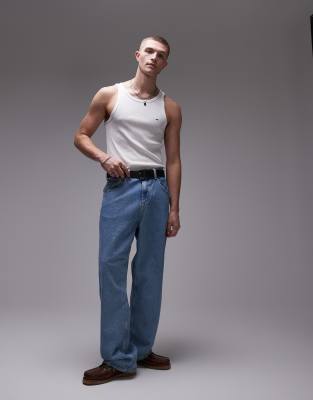 Tommy Jeans - Débardeur côtelé à petit drapeau - Blanc