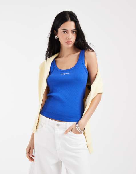 Tommy Jeans - Débardeur côtelé ajusté - Bleu - view 1