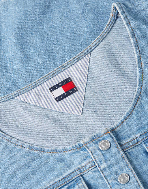 Tommy Jeans Denim a-line mini dress in light blue, 6 of 6