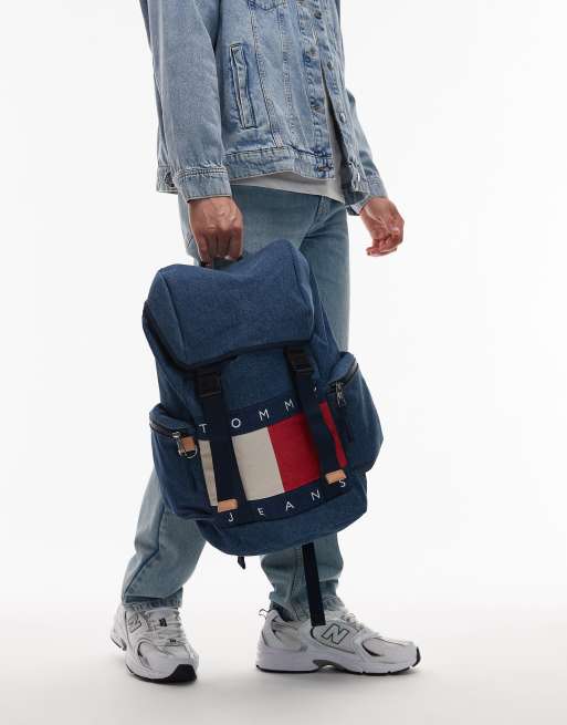 Tommy Jeans denim backpack in mid-wash blue | ASOS display picture 3