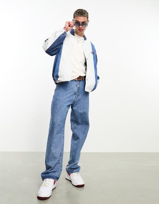 Tommy Jeans - Denim bomberjack met kleurvlakken in middenblauwe wassing, 4 van 4