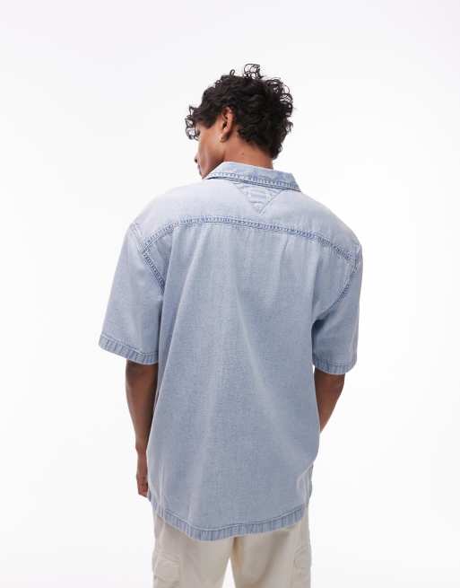 Tommy Jeans denim bowler shirt in light wash, 2 of 4