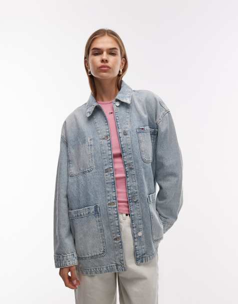 Tommy Jeans denim chore jacket in light wash - view 1