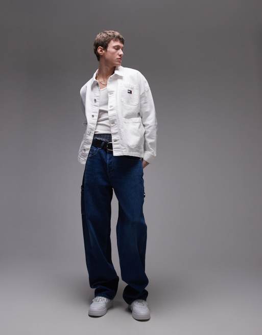 Tommy Jeans denim chore jacket in white 
