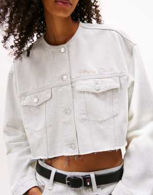 Tommy Jeans Denim Cropped Jacket In White