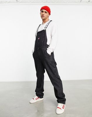 Tommy Jeans denim dungarees in black