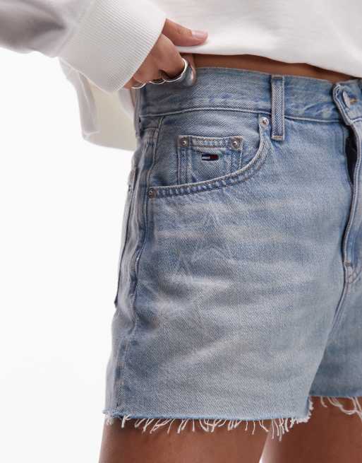 Tommy Jeans denim hot pants with star detail in light wash, 5 of 5