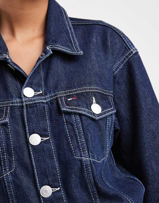 Tommy Jeans - Denim jumpsuit in donkerblauw met wassing, 3 van 4