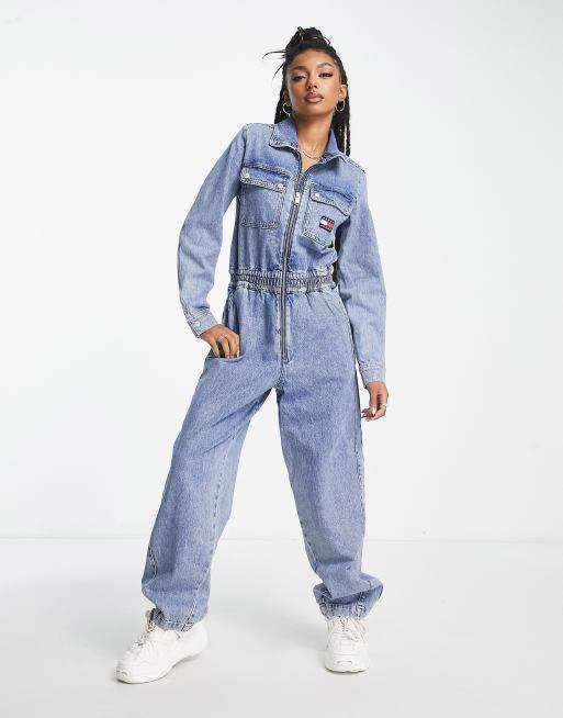 Tommy Jeans denim jumpsuit in light wash | ASOS