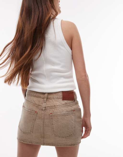 Tommy Jeans denim micro mini skirt in brown wash
