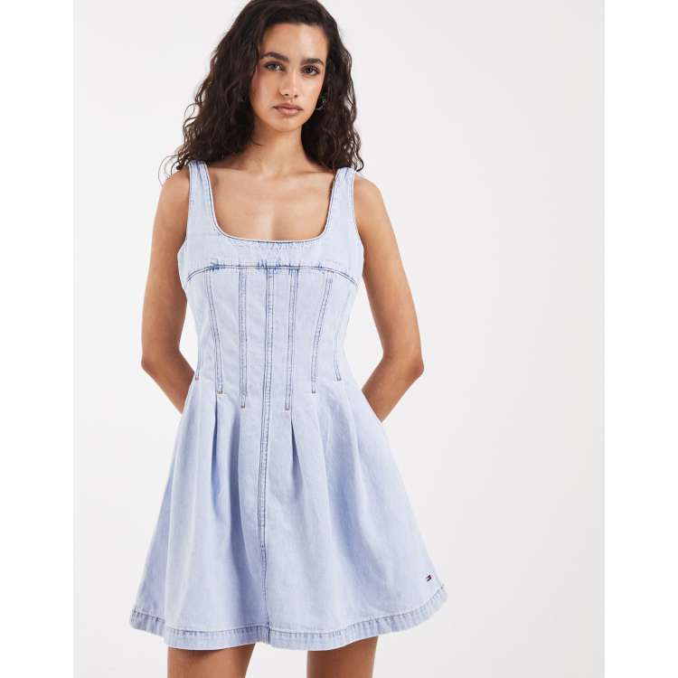tommy denim dress Tommy Hilfiger Women's V-Neck Denim Midi Dress