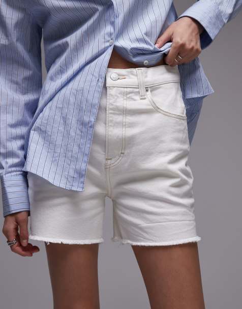 Tommy Jeans - Denim mom short met onafgewerkte rand in witte wassing - view 1