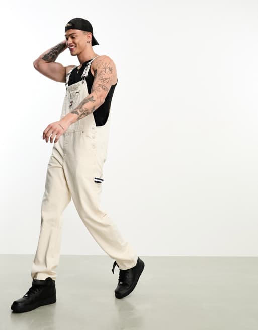 Tommy Jeans denim overalls in bleach wash