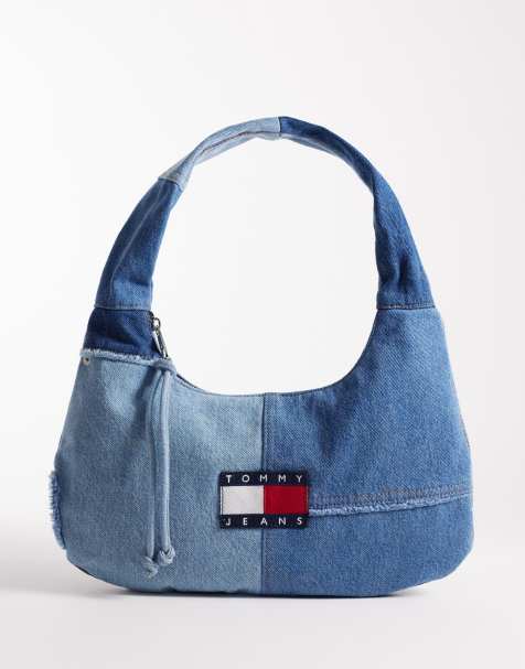 Tommy Jeans - Denim schoudertas met patchwork en logo in blauw - view 1