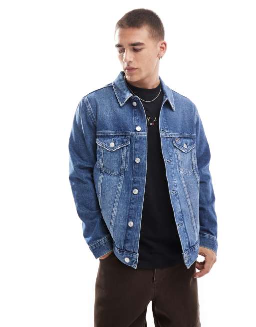 Tommy Jeans denim trucker jacket in mid wash | ASOS