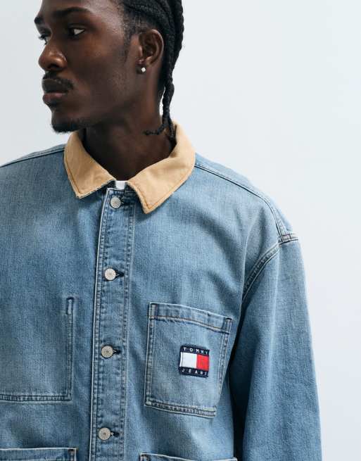 Tommy Jeans denim utility jacket in mid wash blue, 4 of 5