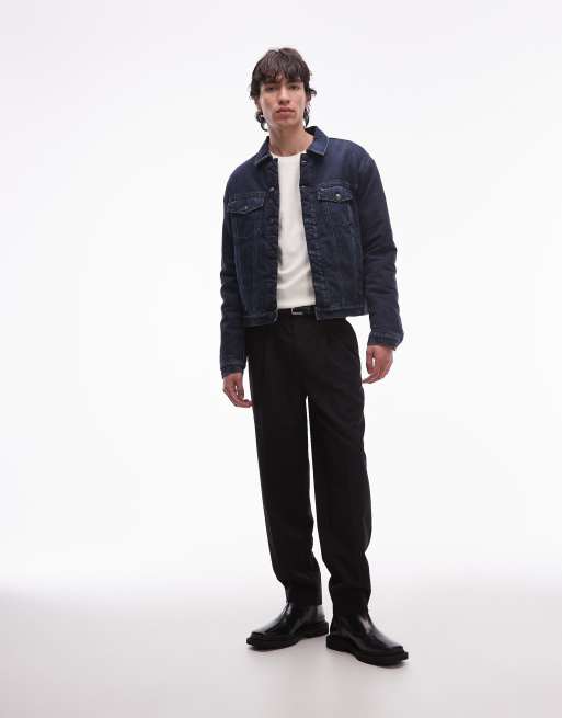 Tommy Jeans - Denimjakke med teddyfor i blåsort vask, 2 af 5