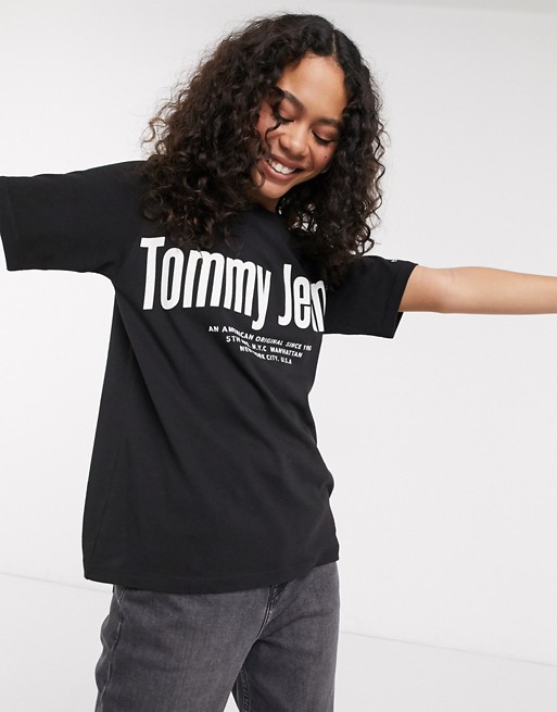 Tommy Jeans diagonal logo t-shirt in black