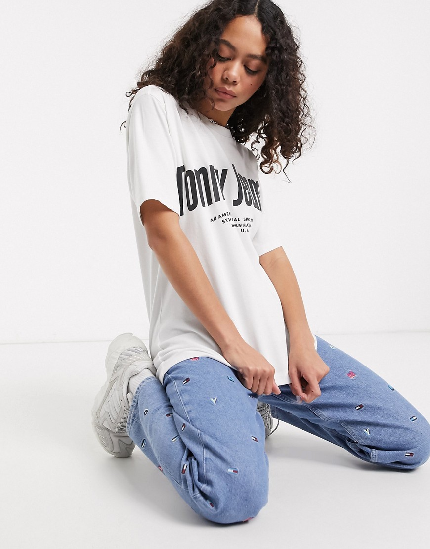 Tommy Jeans - Diagonal - T-shirt met logo in wit