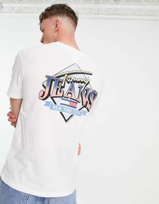 Tommy Jeans diamond back logo print t shirt in white