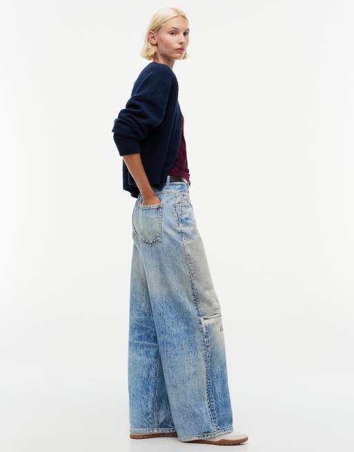 Tommy Jeans Distressed mid rise loose wide leg jeans in light blue, 2 of 7