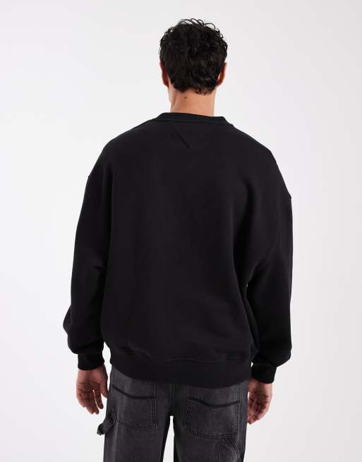 Tommy Jeans - Distressed sweatshirt met groot vlaglogo in '90s stijl in zwart, 3 van 5