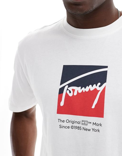 Tommy Jeans dna box logo t-shirt in white | ASOS