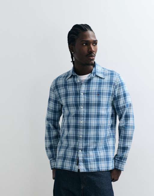 Tommy Jeans dobby shirt in blue check, 5 of 5