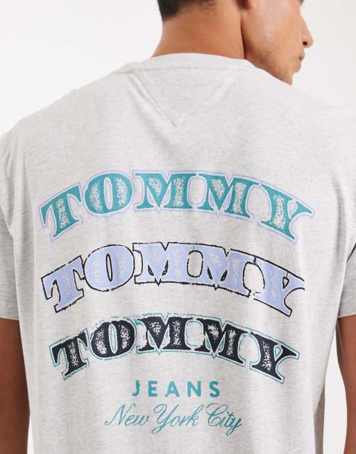 Tommy Jeans – Dollar – Ljusgrå t-shirt med staplad logga, 5 av 5