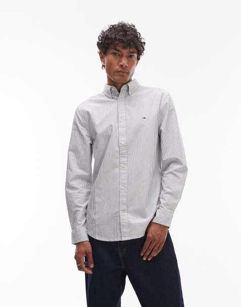 Tommy Jeans slim stripe shirt in navy 