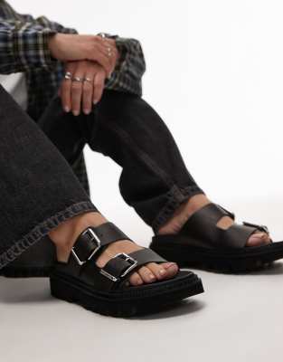  double strap buckle sandal 