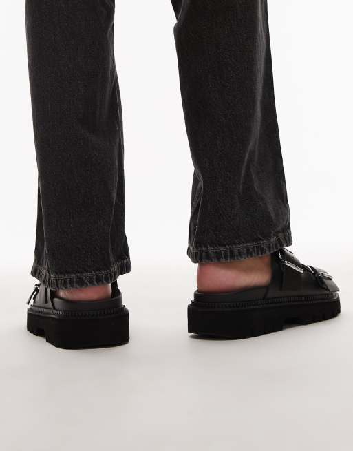 Tommy Jeans double strap buckle sandals in black, 2 of 4