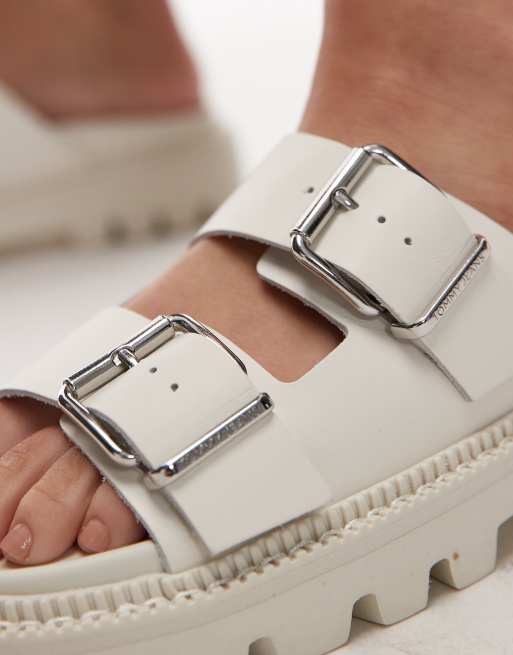 Tommy Jeans double strap buckle sandals in white, 2 of 4