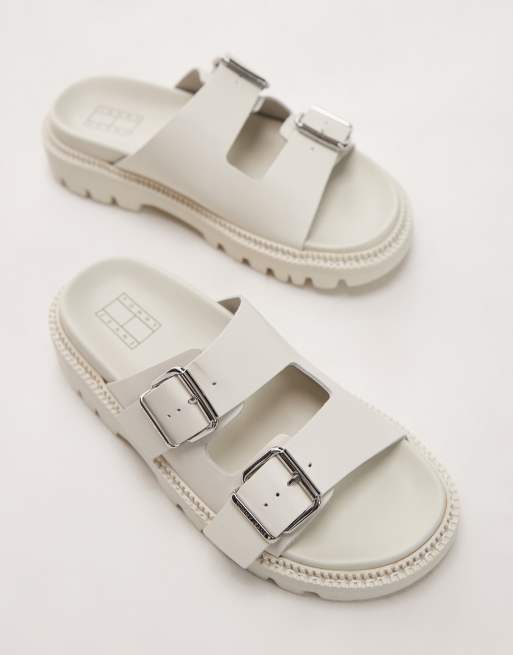 Tommy Jeans double strap buckle sandals in white, 4 of 4