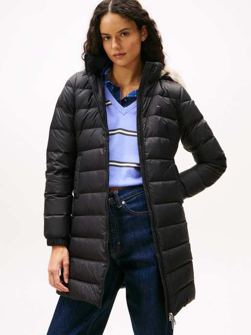 Tommy Jeans - Doudoune à capuche avec bord en fausse fourrure - Noir