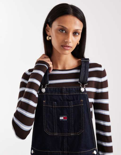 Tommy Jeans dungaree dress in indigo wash, 4 of 4