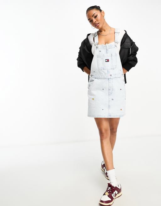 Tommy jeans denim 2025 dungaree mini dress