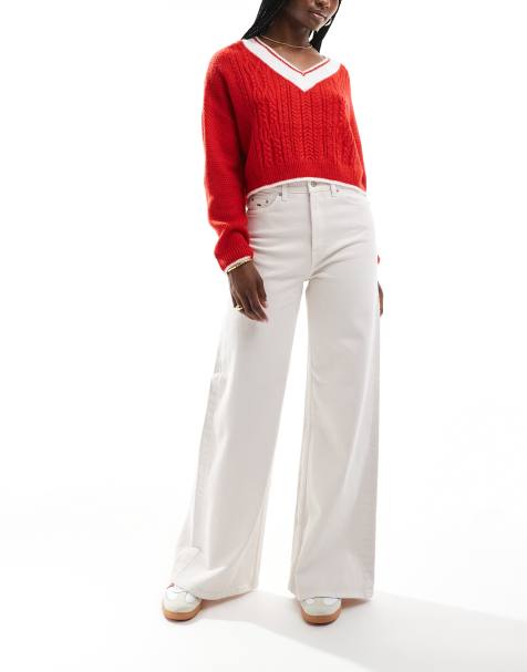 Tommy Jeans - Ecrufarvede jeans med brede ben - view 1