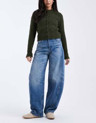Tommy Jeans - Ella - Barrel-Jeans in mittlerer, verblasster Waschung mit mittelhohem Bund-Blau