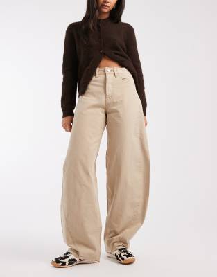 Ella - Jean bouffant à taille mi-haute - Beige-Neutre W30 L30