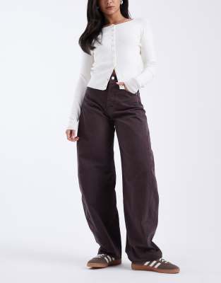 Tommy Jeans Ella mid rise barrel jeans in chocolate brown