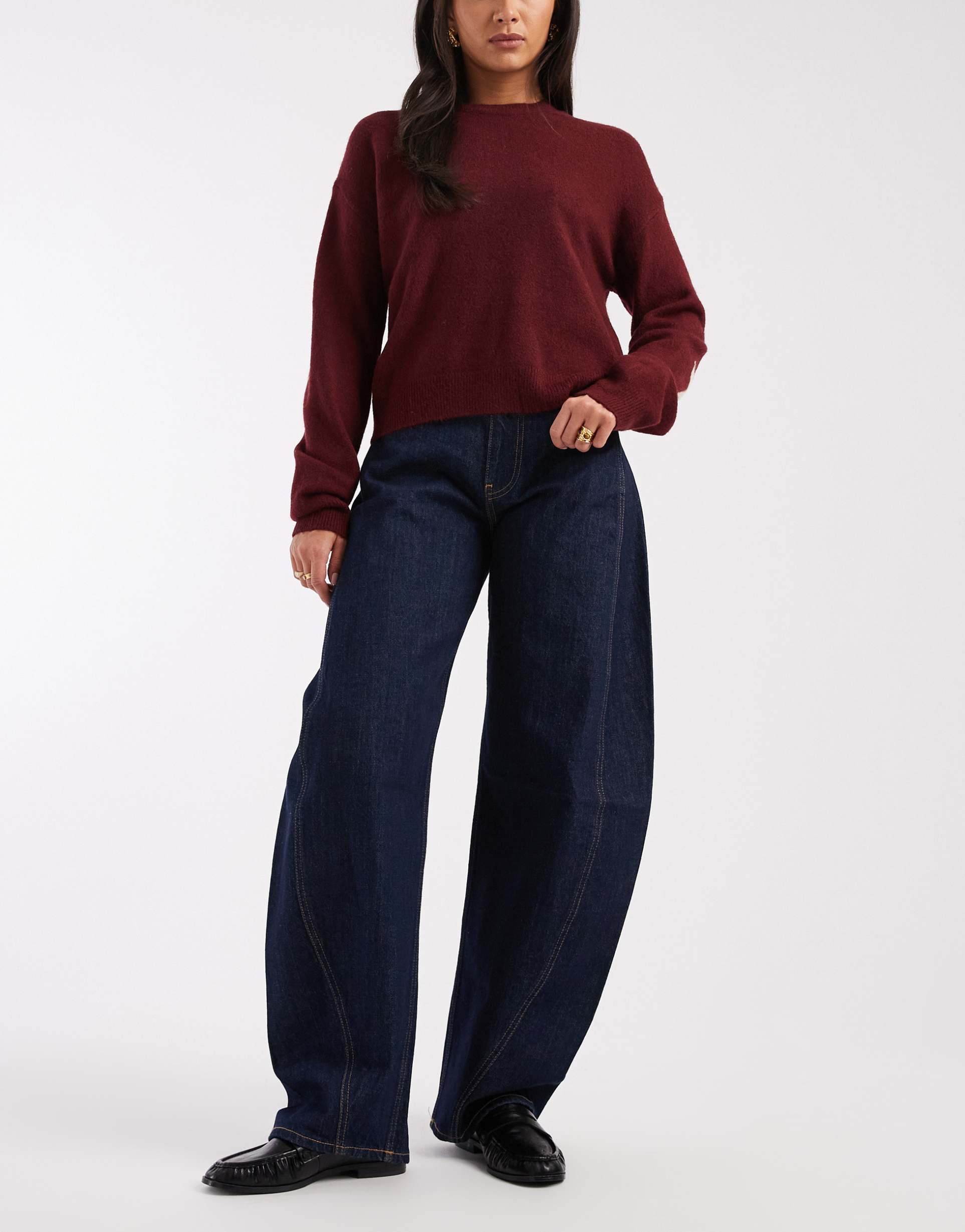tommy jeans ella mid rise barrel jeans in dark wash
