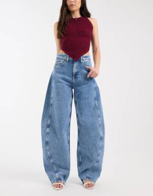 Tommy Jeans Ella Mid Rise Barrel Leg Jeans In Blue