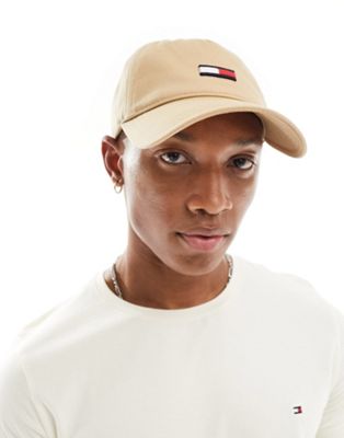 Tommy Jeans Elongated Flag Cap In Sand-neutral